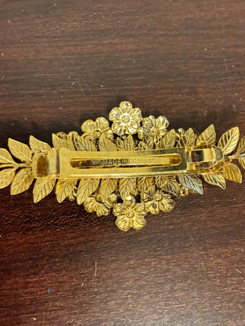 Vintage Hair Barrette XL Clip Gold Tone Daisy Flowers Statement 5